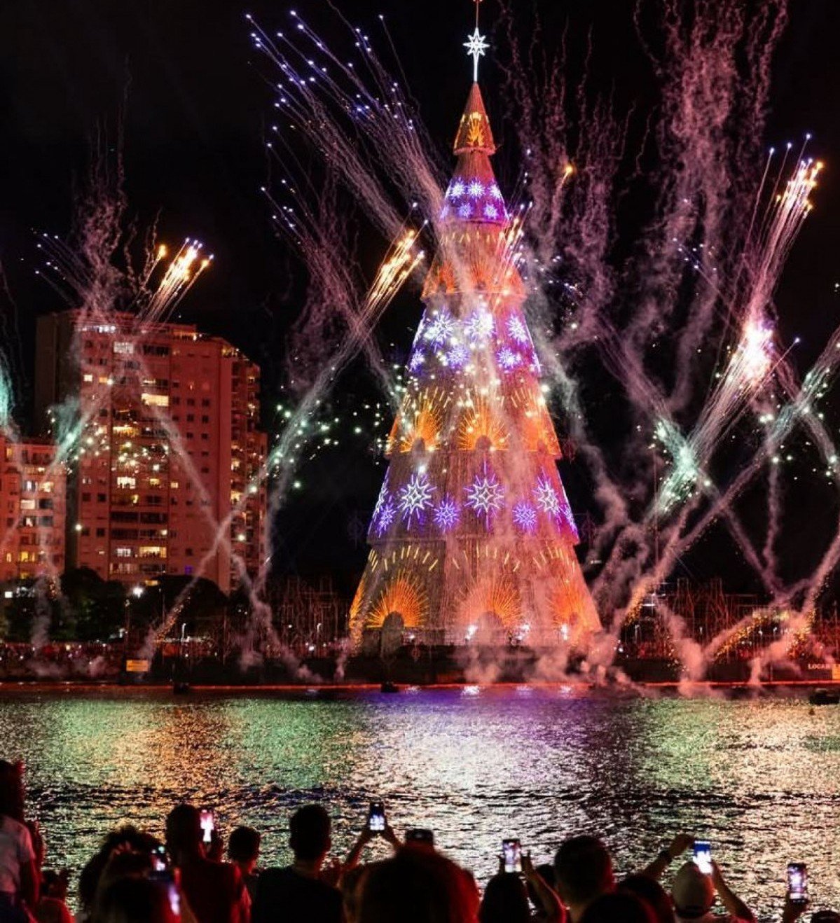 Árvore de Natal é inaugurada na Enseada de Botafogo